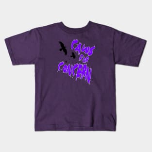 Halloween Ravens Caws For Concern Fun Pun Purple Quote 2 Kids T-Shirt